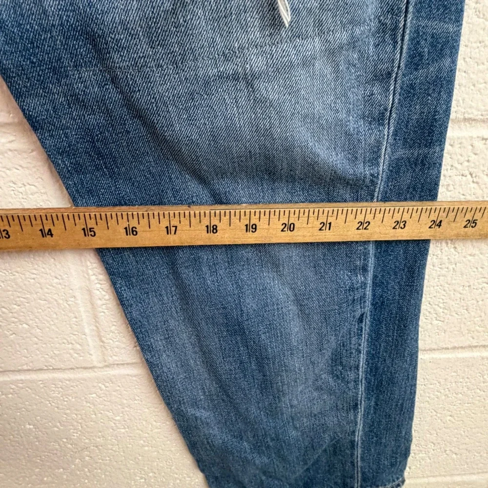 True Religion Mens Geno Distressed Jeans 42 Blue Red Backed Ripped Y2K Flap